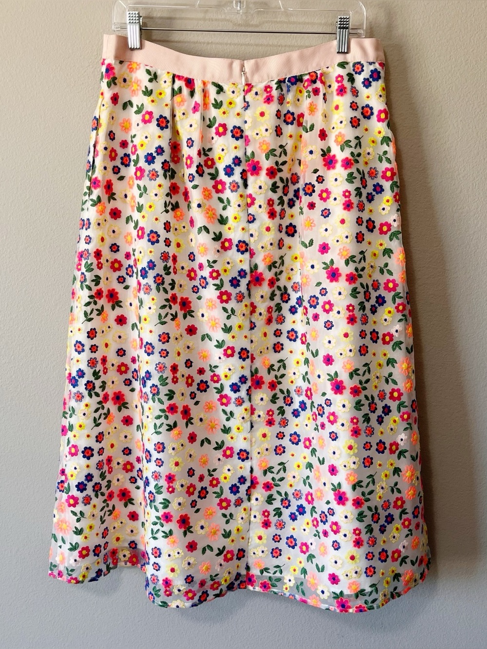 Boden Marjorie Organza Midi Skirt Colorful Floral Embroidered Size US 10 Party - Picture 10 of 15